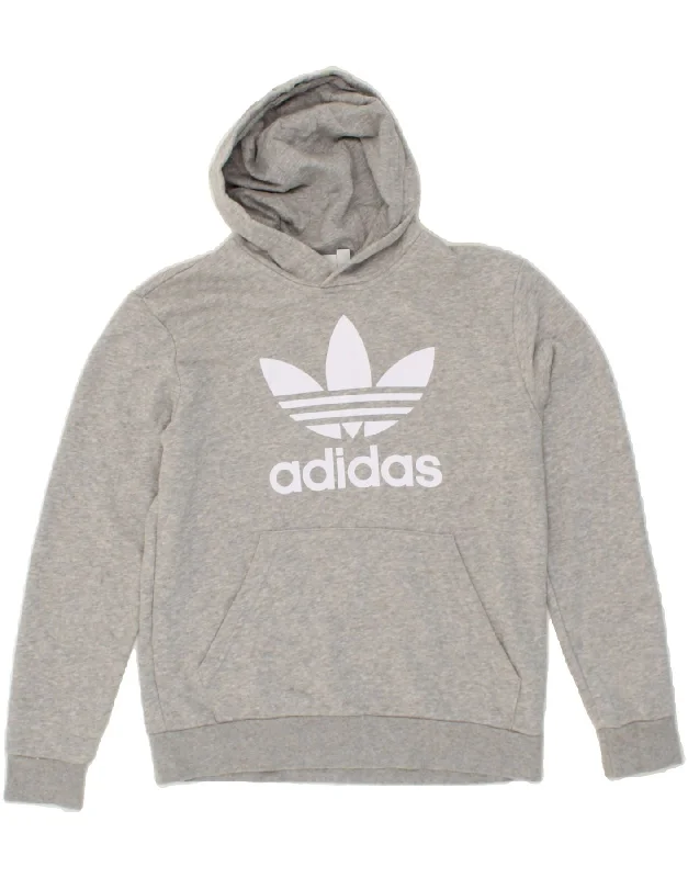 ADIDAS Boys Graphic Hoodie Jumper 13-14 Years Grey Cotton Hoodie with Applique Textured Unique ADIDAS Boys Graphic Hoodie Jumper 13-14 Years Grey Cotton Hoodie with Applique Textured Unique