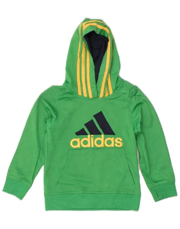 ADIDAS Boys Graphic Hoodie Jumper 5-6 Years Green Hoodie with Exposed Zipper Edgy Industrial ADIDAS Boys Graphic Hoodie Jumper 5-6 Years Green Hoodie with Exposed Zipper Edgy Industrial