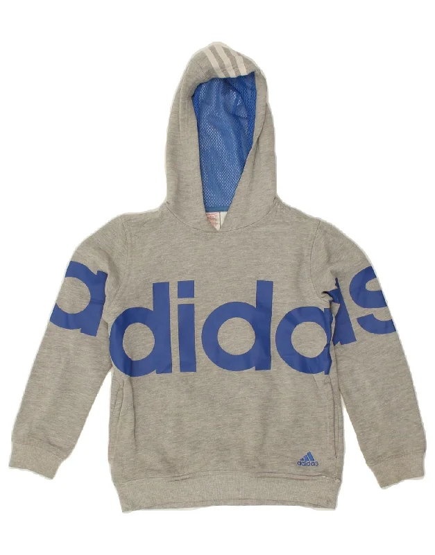 ADIDAS Boys Graphic Hoodie Jumper 9-10 Years Grey Cotton Hoodie with Snap Buttons Easy Quick ADIDAS Boys Graphic Hoodie Jumper 9-10 Years Grey Cotton Hoodie with Snap Buttons Easy Quick
