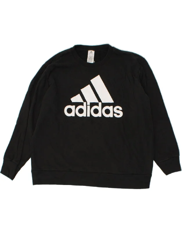 ADIDAS Mens Graphic Sweatshirt Jumper 2XL Black Cotton Hoodie with Button Classic Timeless ADIDAS Mens Graphic Sweatshirt Jumper 2XL Black Cotton Hoodie with Button Classic Timeless
