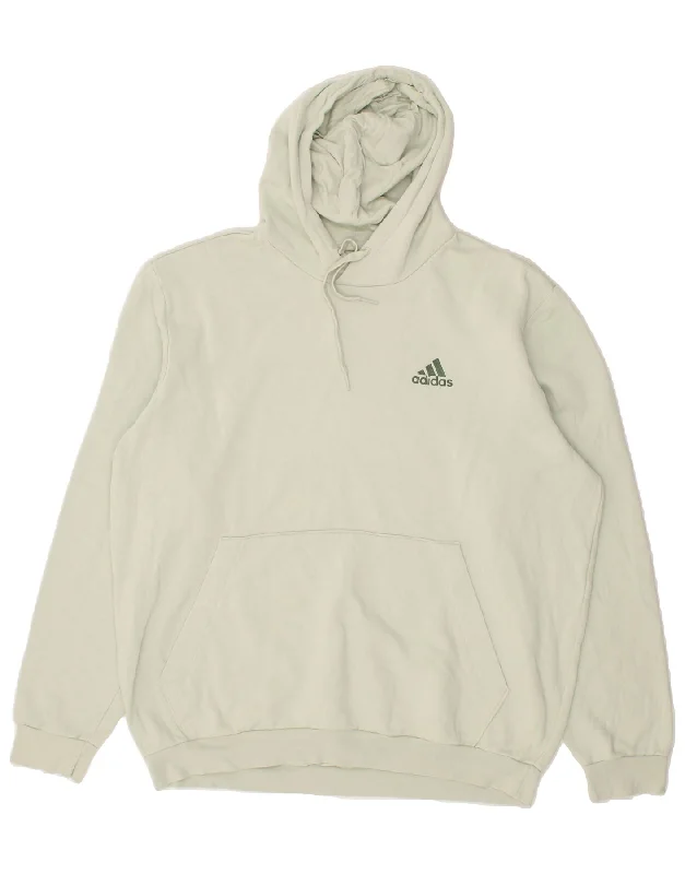 ADIDAS Mens Hoodie Jumper XL Green Cotton Hoodie with Slit Hem Functional Movement