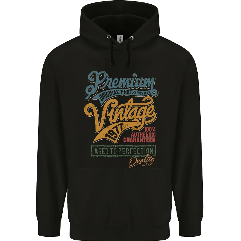 Aged to Perfection 47th Birthday 1977 Mens 80% Cotton Hoodie Hoodie with Pastel Soft Subtle