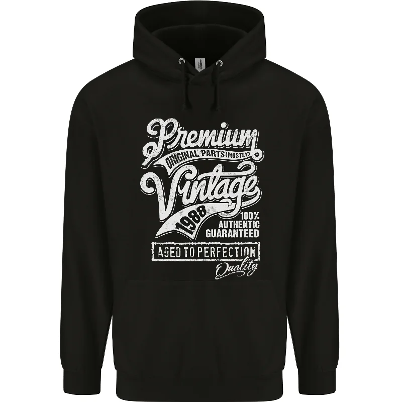 Aged to Perfection Vintage 36th Birthday 1988 Mens 80% Cotton Hoodie Hoodie with Mock Neck Collared Structured