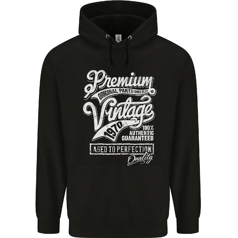 Aged to Perfection Vintage 54th Birthday 1970 Mens 80% Cotton Hoodie Hoodie with Monochrome Minimalist Simple