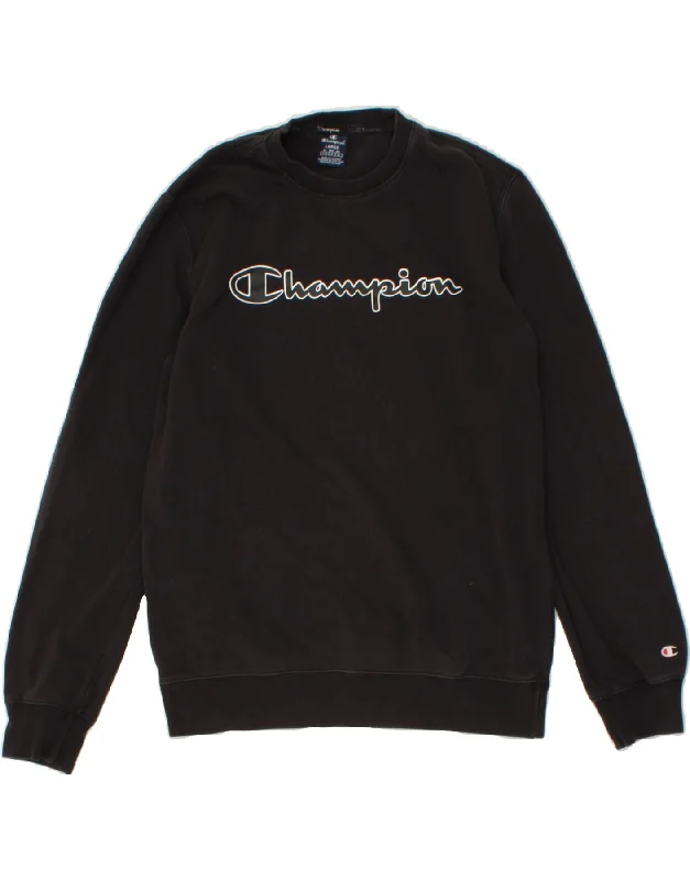 CHAMPION Mens Graphic Sweatshirt Jumper Large Black Cotton Oversized Hoodie Comfort Casual CHAMPION Mens Graphic Sweatshirt Jumper Large Black Cotton Oversized Hoodie Comfort Casual