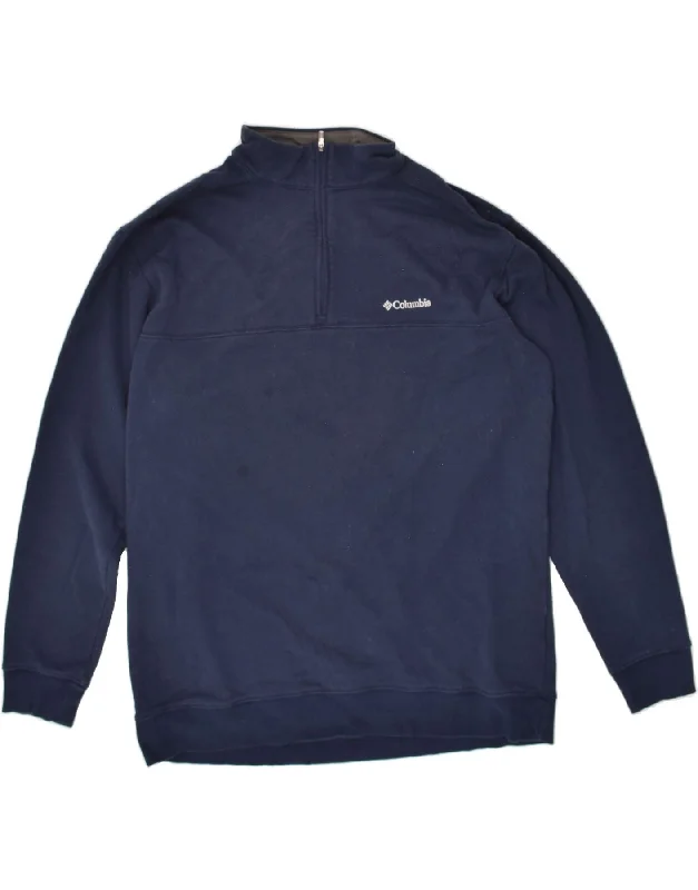 COLUMBIA Mens Zip Neck Sweatshirt Jumper XL Navy Blue Hoodie with Zipper Placket Modern Functional COLUMBIA Mens Zip Neck Sweatshirt Jumper XL Navy Blue Hoodie with Zipper Placket Modern Functional