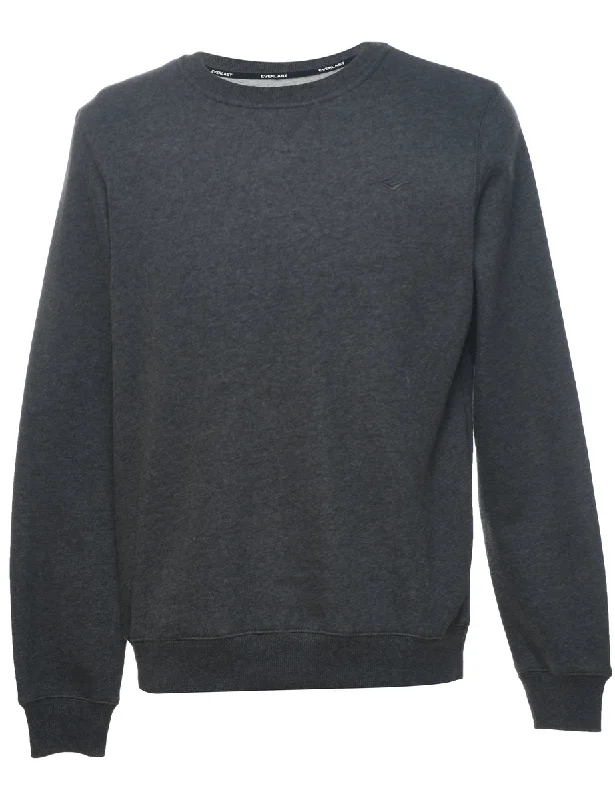 Dark Grey Plain Sweatshirt - M Hoodie with Lining Warm Insulated