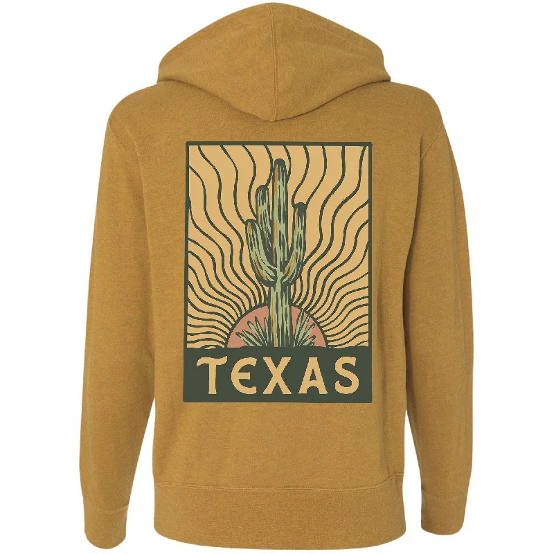 Desert Sunset Texas Zipper Hoodie Hoodie with Full-Zip Functional Layering