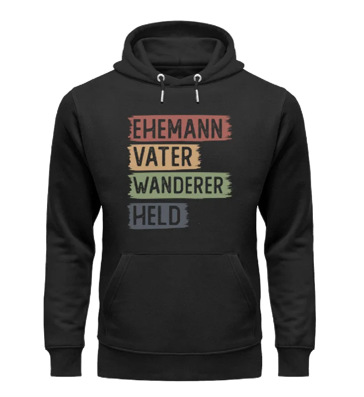 Ehemann, Vater, Wanderer, Held - Unisex Premium Organic Hoodie Hoodie with Exposed Zipper Edgy Industrial Ehemann, Vater, Wanderer, Held - Unisex Premium Organic Hoodie Hoodie with Exposed Zipper Edgy Industrial