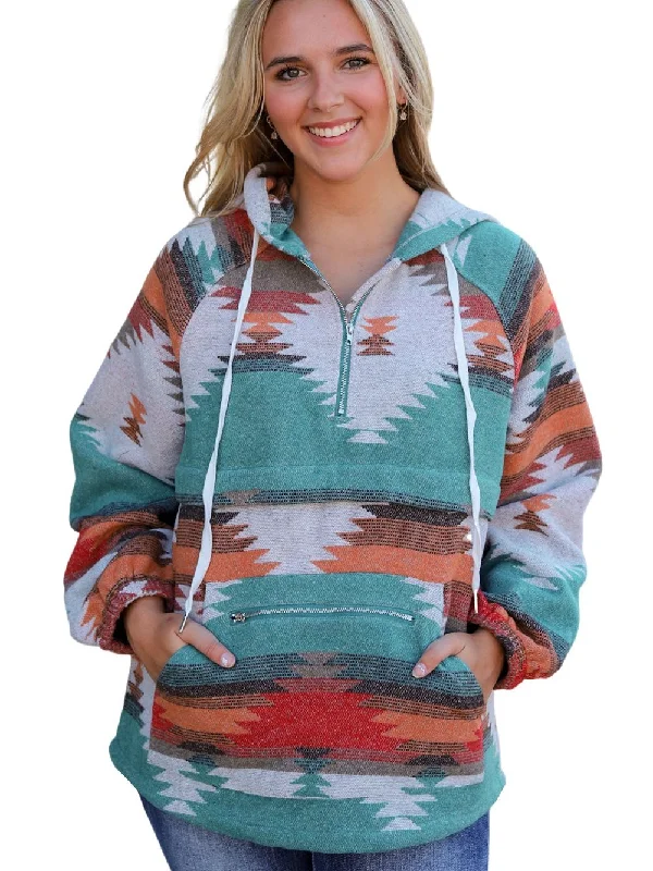 Ethnically Inspired Hoodie Hoodie with Pattern Geometric Abstract