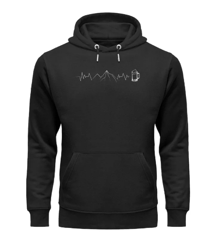 Herzschlag Berg und Bier - Unisex Premium Organic Hoodie Hoodie with High Neck Warm Protective Herzschlag Berg und Bier - Unisex Premium Organic Hoodie Hoodie with High Neck Warm Protective