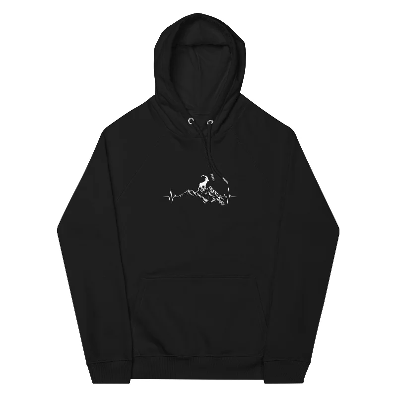 Herzschlag Berge Und Steinbock - Unisex Premium Organic Hoodie Hoodie with Zipper Placket Modern Functional Herzschlag Berge Und Steinbock - Unisex Premium Organic Hoodie Hoodie with Zipper Placket Modern Functional