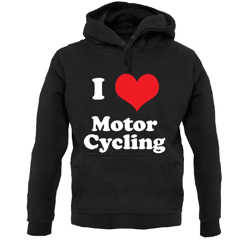 I Love Motor Cycling Unisex Hoodie Hoodie with Metallic Shiny Futuristic