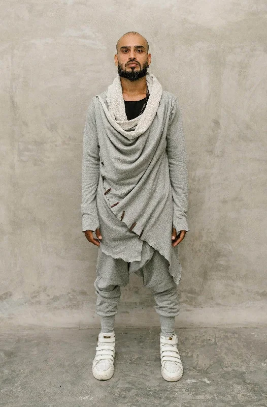 KENOBI Misty Grey - Jedi Style Hoodie with wooden buttons Hoodie with Relaxed Fit Easy Casual KENOBI Misty Grey - Jedi Style Hoodie with wooden buttons Hoodie with Relaxed Fit Easy Casual