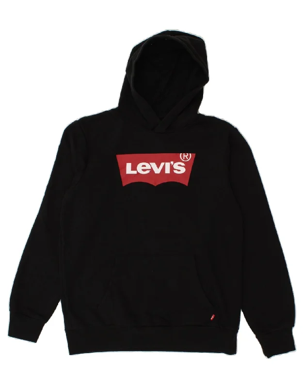 LEVI'S Boys Graphic Hoodie Jumper 13-14 Years XL Black Cotton Hoodie with Color Block Contrast Stylish LEVI'S Boys Graphic Hoodie Jumper 13-14 Years XL Black Cotton Hoodie with Color Block Contrast Stylish