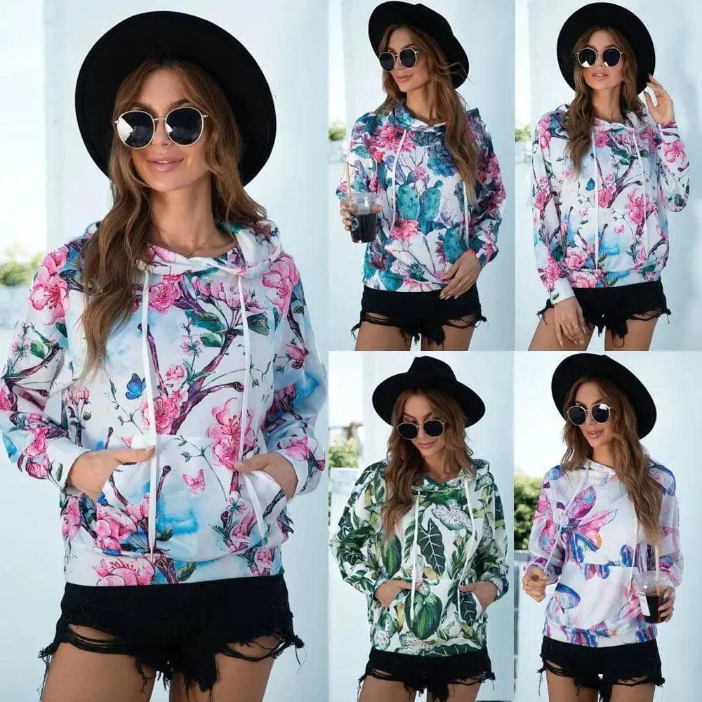 Hot Sale Printed Hooded Pocket Sweatshirt Hoodie with Velcro Closure Adjustable Secure