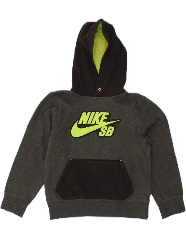 NIKE Boys Graphic Hoodie Jumper 10-11 Years Medium Grey Cotton Hoodie with Elastic Cuffs Stretchable Comfortable NIKE Boys Graphic Hoodie Jumper 10-11 Years Medium Grey Cotton Hoodie with Elastic Cuffs Stretchable Comfortable