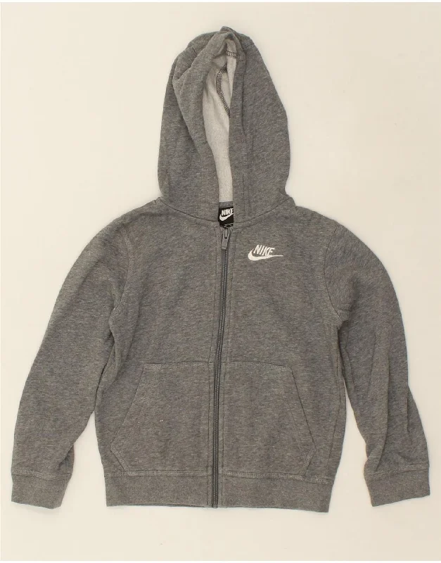 NIKE Boys Zip Hoodie Sweater 6-7 Years XS Grey Cotton Hoodie with Mock Neck Collared Structured NIKE Boys Zip Hoodie Sweater 6-7 Years XS Grey Cotton Hoodie with Mock Neck Collared Structured