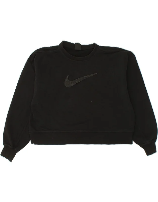 NIKE Womens Oversized Crop Graphic Sweatshirt Jumper UK 10 Small Black Hoodie with Monochrome Minimalist Simple NIKE Womens Oversized Crop Graphic Sweatshirt Jumper UK 10 Small Black Hoodie with Monochrome Minimalist Simple