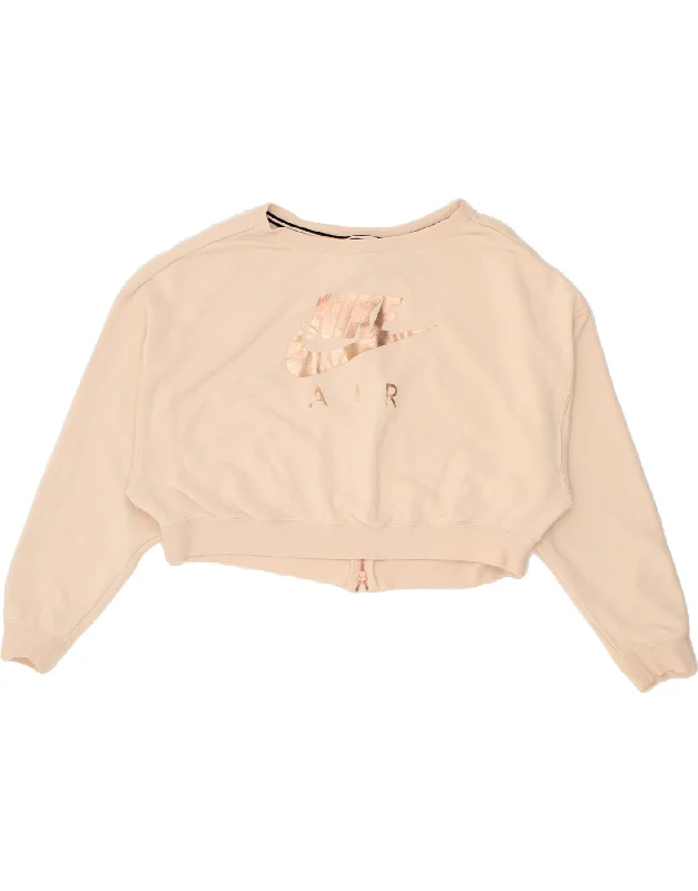 NIKE Womens Oversized Crop Graphic Sweatshirt Jumper UK 16 Large Pink Hoodie with Ribbed Hem Stretchable Secure NIKE Womens Oversized Crop Graphic Sweatshirt Jumper UK 16 Large Pink Hoodie with Ribbed Hem Stretchable Secure