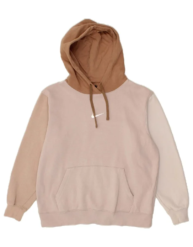 NIKE Womens Oversized Hoodie Jumper UK 10 Small Pink Colourblock Cotton Hoodie with Camouflage Military Edgy NIKE Womens Oversized Hoodie Jumper UK 10 Small Pink Colourblock Cotton Hoodie with Camouflage Military Edgy