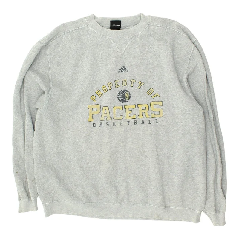 Property Of Indiana Pacers Basketball Adidas Mens Grey Sweatshirt | Vintage NBA Hoodie with Side Slits Relaxed Casual