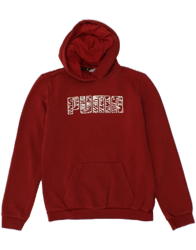 PUMA Boys Graphic Hoodie Jumper 15-16 Years Burgundy Cotton Hoodie with Reflective Safety Nightwear PUMA Boys Graphic Hoodie Jumper 15-16 Years Burgundy Cotton Hoodie with Reflective Safety Nightwear