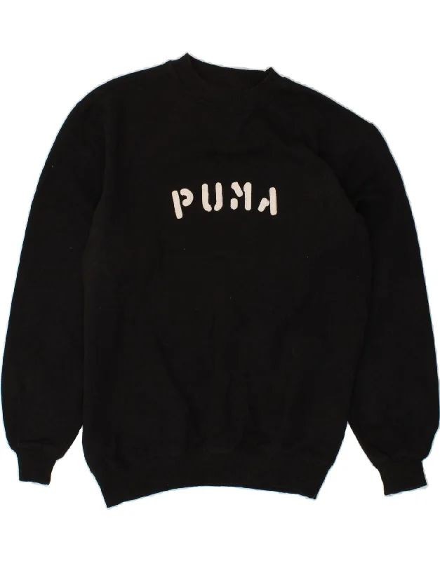 PUMA Mens Graphic Sweatshirt Jumper Medium Black Hoodie with Hem Elastic Stretchable Comfortable