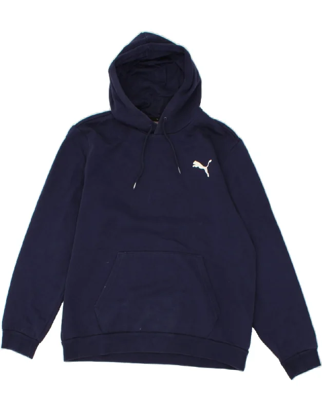 PUMA Mens Hoodie Jumper Large Navy Blue Cotton Hoodie with Double Zipper Versatile Adjustable PUMA Mens Hoodie Jumper Large Navy Blue Cotton Hoodie with Double Zipper Versatile Adjustable