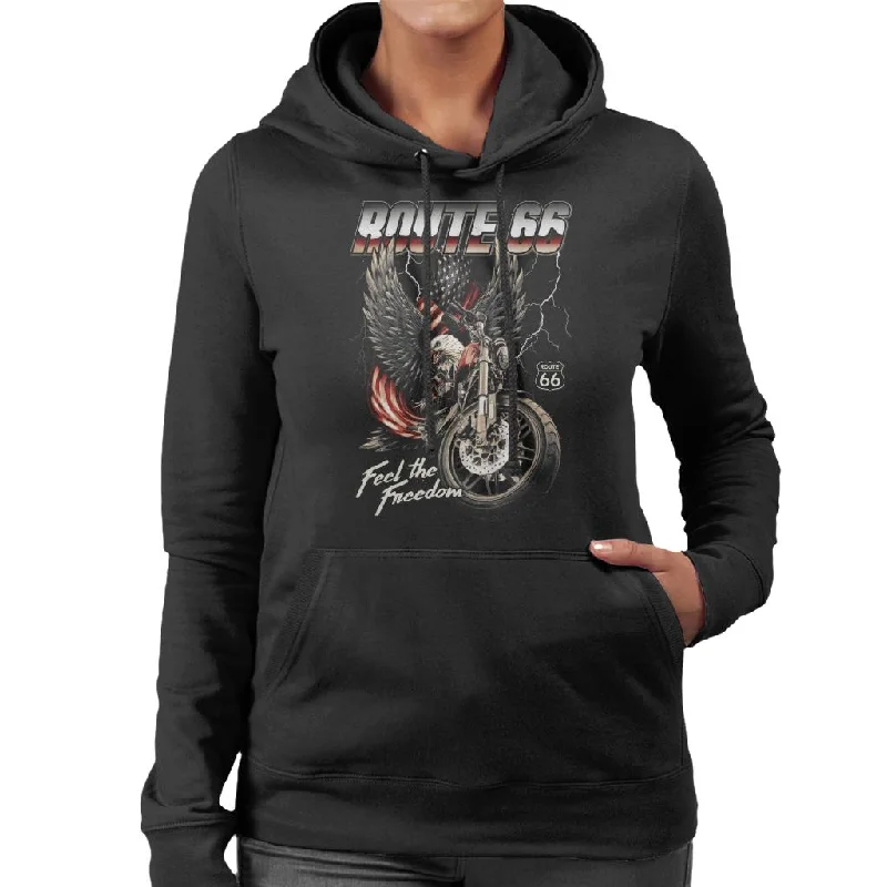 Route 66 Eagle Feel The Freedom Women's Hooded Sweatshirt Hoodie with Oversized Fit Loose Comfortable Route 66 Eagle Feel The Freedom Women's Hooded Sweatshirt Hoodie with Oversized Fit Loose Comfortable