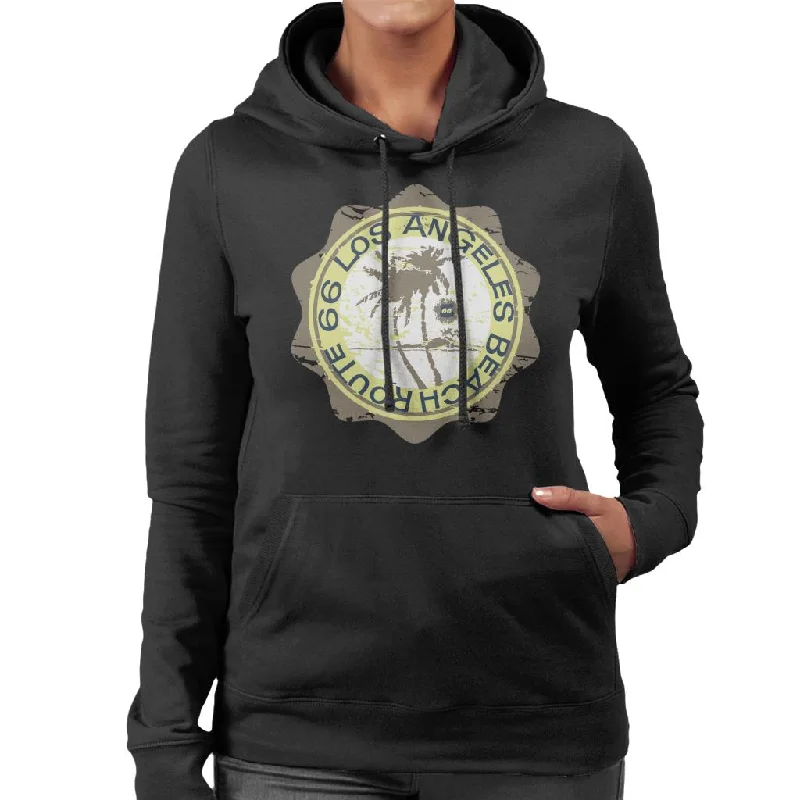 Route 66 Los Angeles Beach Women's Hooded Sweatshirt Hoodie with Turtle Neck Cozy Winter Route 66 Los Angeles Beach Women's Hooded Sweatshirt Hoodie with Turtle Neck Cozy Winter