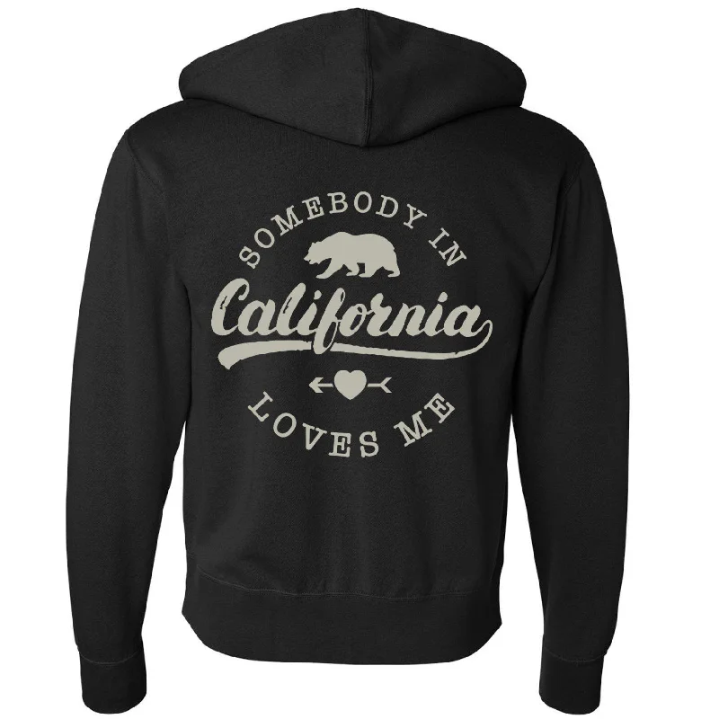 Somebody Loves Me In California Zipper Hoodie Hoodie with Drawstring Waist Adjustable Fitted Somebody Loves Me In California Zipper Hoodie Hoodie with Drawstring Waist Adjustable Fitted