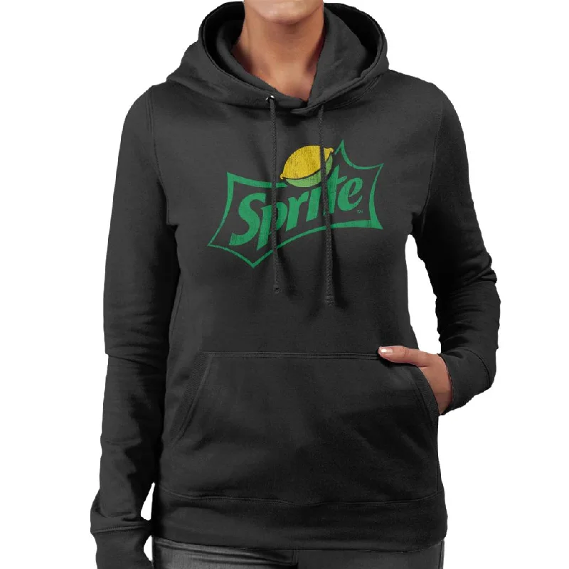 Sprite Distressed Logo Women's Hooded Sweatshirt Hoodie with V-Neck Classic Versatile Sprite Distressed Logo Women's Hooded Sweatshirt Hoodie with V-Neck Classic Versatile