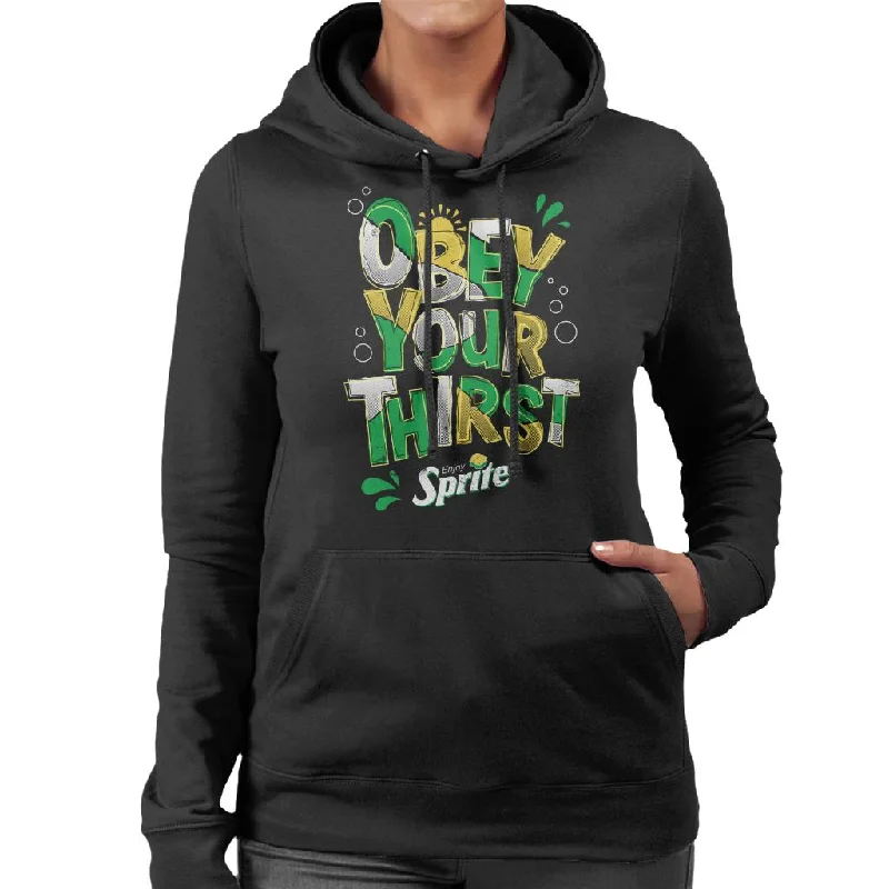 Sprite Enjoy And Obey Your Thirst Women's Hooded Sweatshirt Hoodie with Stripes Bold Sporty Sprite Enjoy And Obey Your Thirst Women's Hooded Sweatshirt Hoodie with Stripes Bold Sporty
