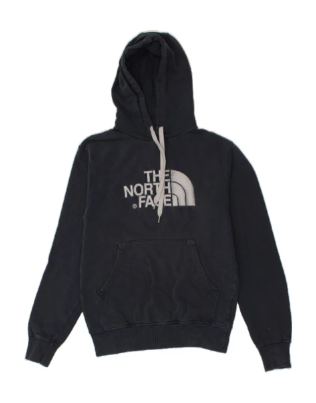 THE NORTH FACE Mens Graphic Hoodie Jumper XS Navy Blue Cotton Hoodie with Raglan Sleeves Sporty Comfortable