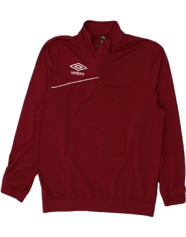 UMBRO Mens Zip Neck Sweatshirt Jumper Large Burgundy Polyester Hoodie Jacket Zipper Layering