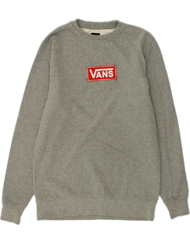 VANS Womens Loose Fit Graphic Sweatshirt Jumper UK 10 Small Grey Flecked Hoodie with Relaxed Fit Easy Casual VANS Womens Loose Fit Graphic Sweatshirt Jumper UK 10 Small Grey Flecked Hoodie with Relaxed Fit Easy Casual