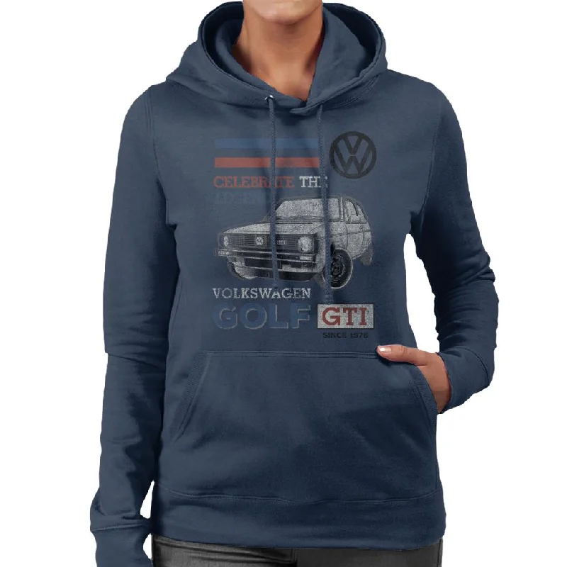 Volkswagen GTI Celebrate The Legend Women's Hooded Sweatshirt Hoodie with Frayed Bohemian Relaxed Volkswagen GTI Celebrate The Legend Women's Hooded Sweatshirt Hoodie with Frayed Bohemian Relaxed