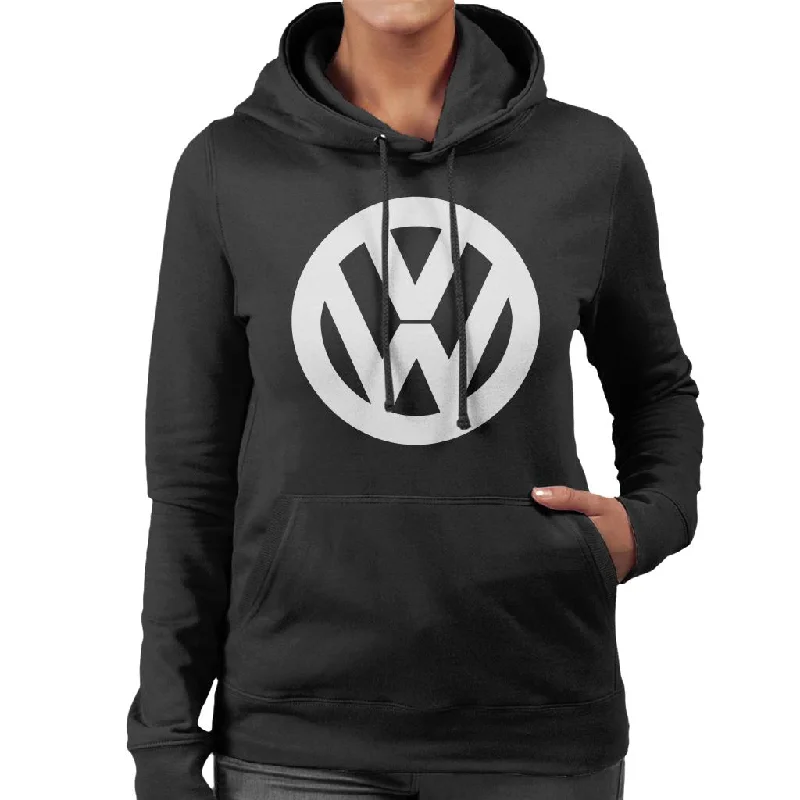 Volkswagen White VW Logo Classic Retro Women's Hooded Sweatshirt Hoodie with Puffed Sleeves Voluminous Trendy Volkswagen White VW Logo Classic Retro Women's Hooded Sweatshirt Hoodie with Puffed Sleeves Voluminous Trendy