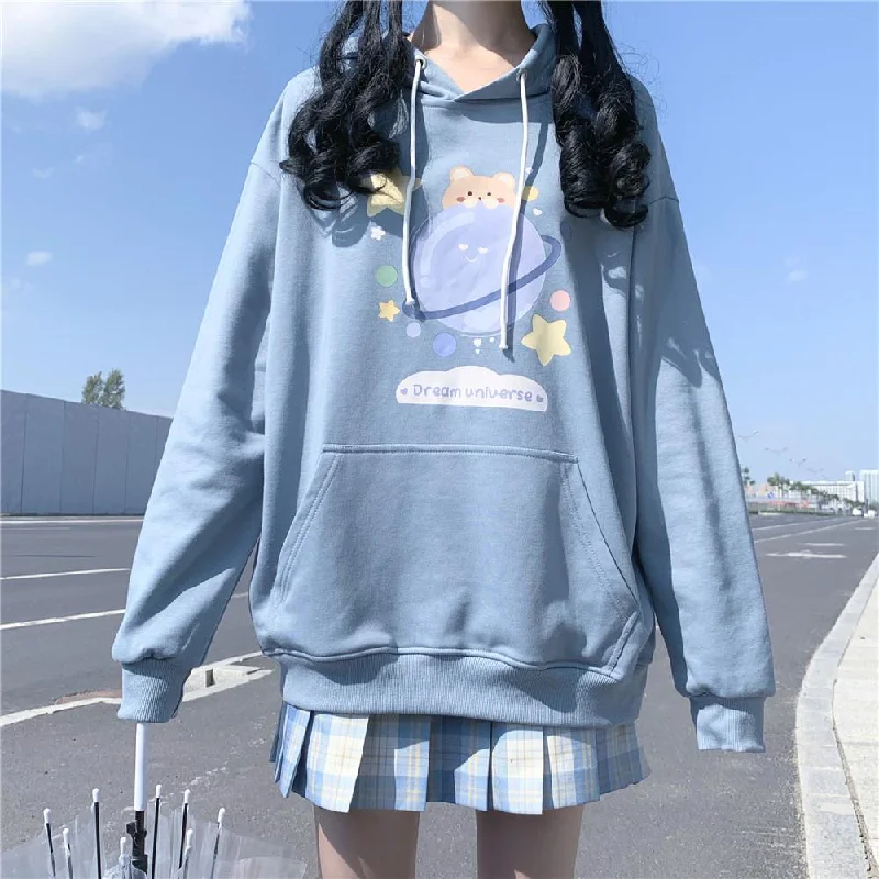 Women's Cute Cartoon Hoodies Hoodie with Mesh Breathable Sporty