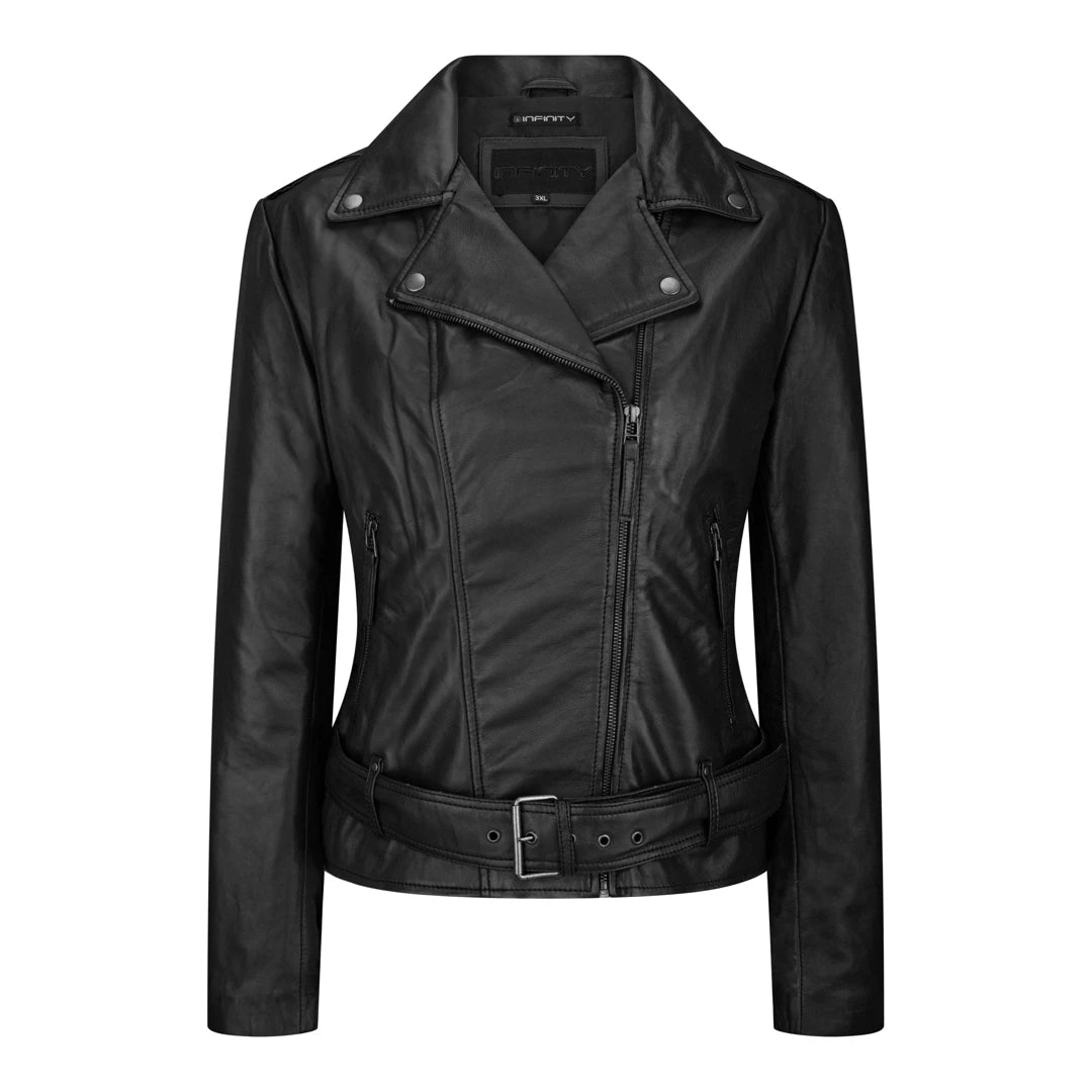 Women's Leather Biker Jacket With Belt Knit Jacket Woven Jacket Fleece Jacket