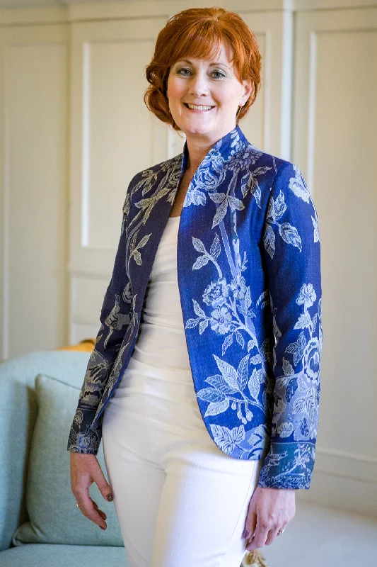 Anya Jacket in Electric Navy Satin Jacket Silk Jacket Chiffon Jacket
