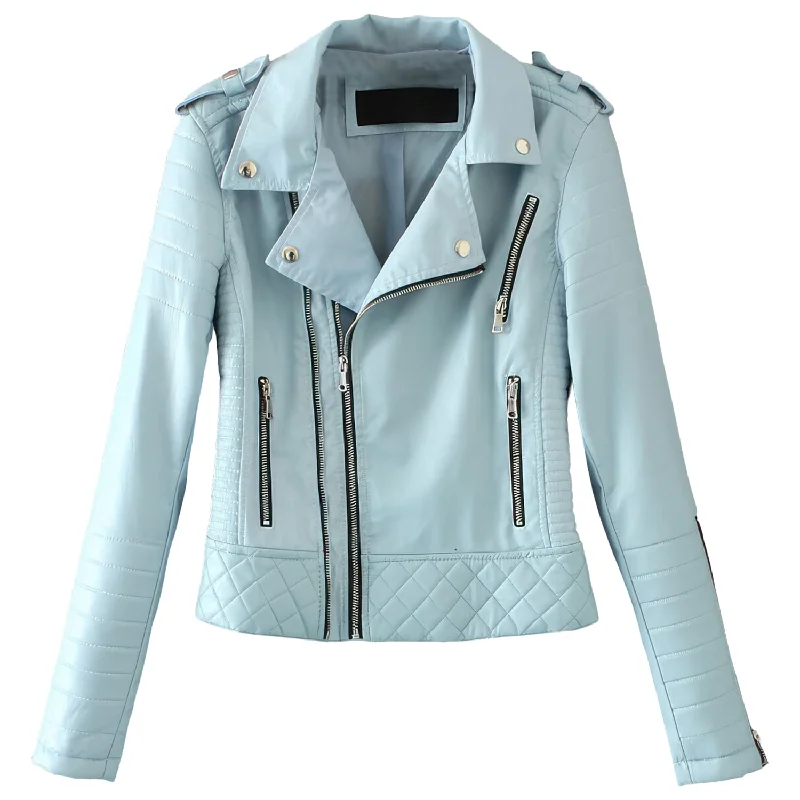: Women’s Sky Blue Biker Genuine Sheepskin Lapel Collar Café Racer Outfit Quilted Design Sporty Crossover Asymmetric Rider Leather Jacket Hoodie Zip-Up Jacket Button-Up Jacket : Women’s Sky Blue Biker Genuine Sheepskin Lapel Collar Café Racer Outfit Quilted Design Sporty Crossover Asymmetric Rider Leather Jacket Hoodie Zip-Up Jacket Button-Up Jacket