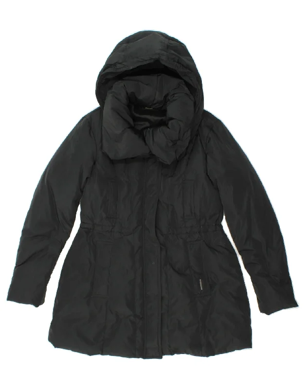 DKNY Womens Hooded Padded Jacket UK 6 XS Black Polyester Knit Fabric Woven Fabric Fleece Fabric DKNY Womens Hooded Padded Jacket UK 6 XS Black Polyester Knit Fabric Woven Fabric Fleece Fabric