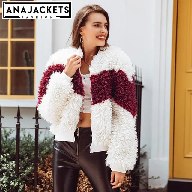 Fluffy Faux Fur Splice Women Jacket Coat Oversized Jacket Tailored Jacket Straight Jacket Fluffy Faux Fur Splice Women Jacket Coat Oversized Jacket Tailored Jacket Straight Jacket