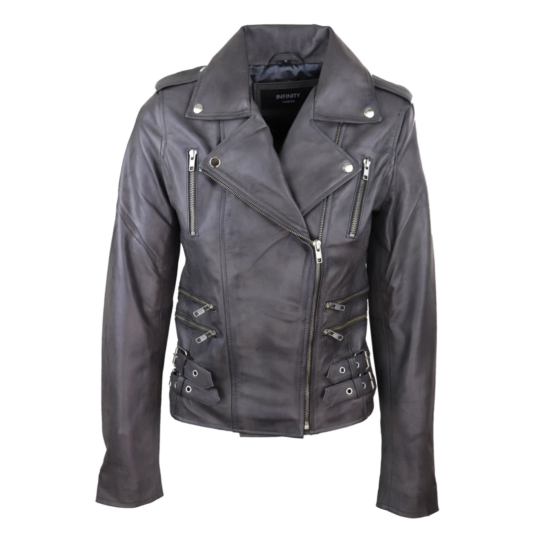 Women's Leather Grey Short Biker Jacket Print Jacket Jacquard Jacket Embroidered Jacket Women's Leather Grey Short Biker Jacket Print Jacket Jacquard Jacket Embroidered Jacket