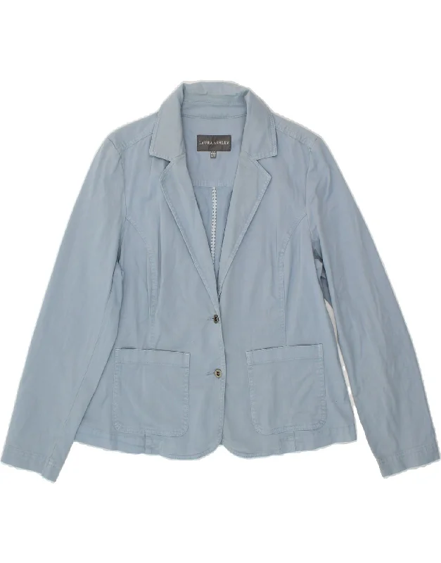 LAURA ASHLEY Womens 2 Button Blazer Jacket UK 14 Medium Blue Cotton Cardigan Sweater Pullover LAURA ASHLEY Womens 2 Button Blazer Jacket UK 14 Medium Blue Cotton Cardigan Sweater Pullover