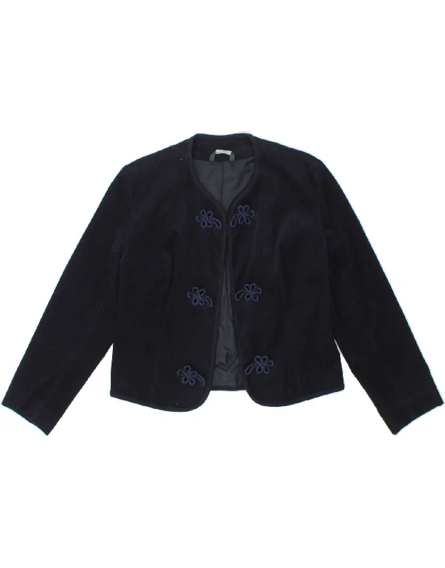 LAURA ASHLEY Womens Corduroy Bolero Jacket UK 10 Small Navy Blue Cotton Zippered Front Buttoned Front Snap Front LAURA ASHLEY Womens Corduroy Bolero Jacket UK 10 Small Navy Blue Cotton Zippered Front Buttoned Front Snap Front
