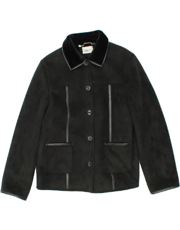 LIBRA Womens Sherpa Jacket UK 16 Large Black Acrylic Faux Fur Jacket Real Fur Jacket Shearling Jacket LIBRA Womens Sherpa Jacket UK 16 Large Black Acrylic Faux Fur Jacket Real Fur Jacket Shearling Jacket