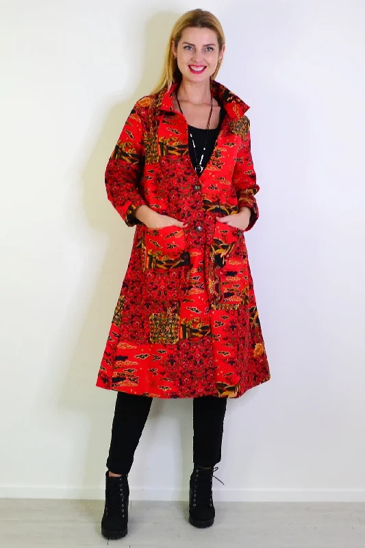 Long Oriental Red Fleece Lined Jacket Striped Jacket Polka Dot Jacket Floral Jacket Long Oriental Red Fleece Lined Jacket Striped Jacket Polka Dot Jacket Floral Jacket